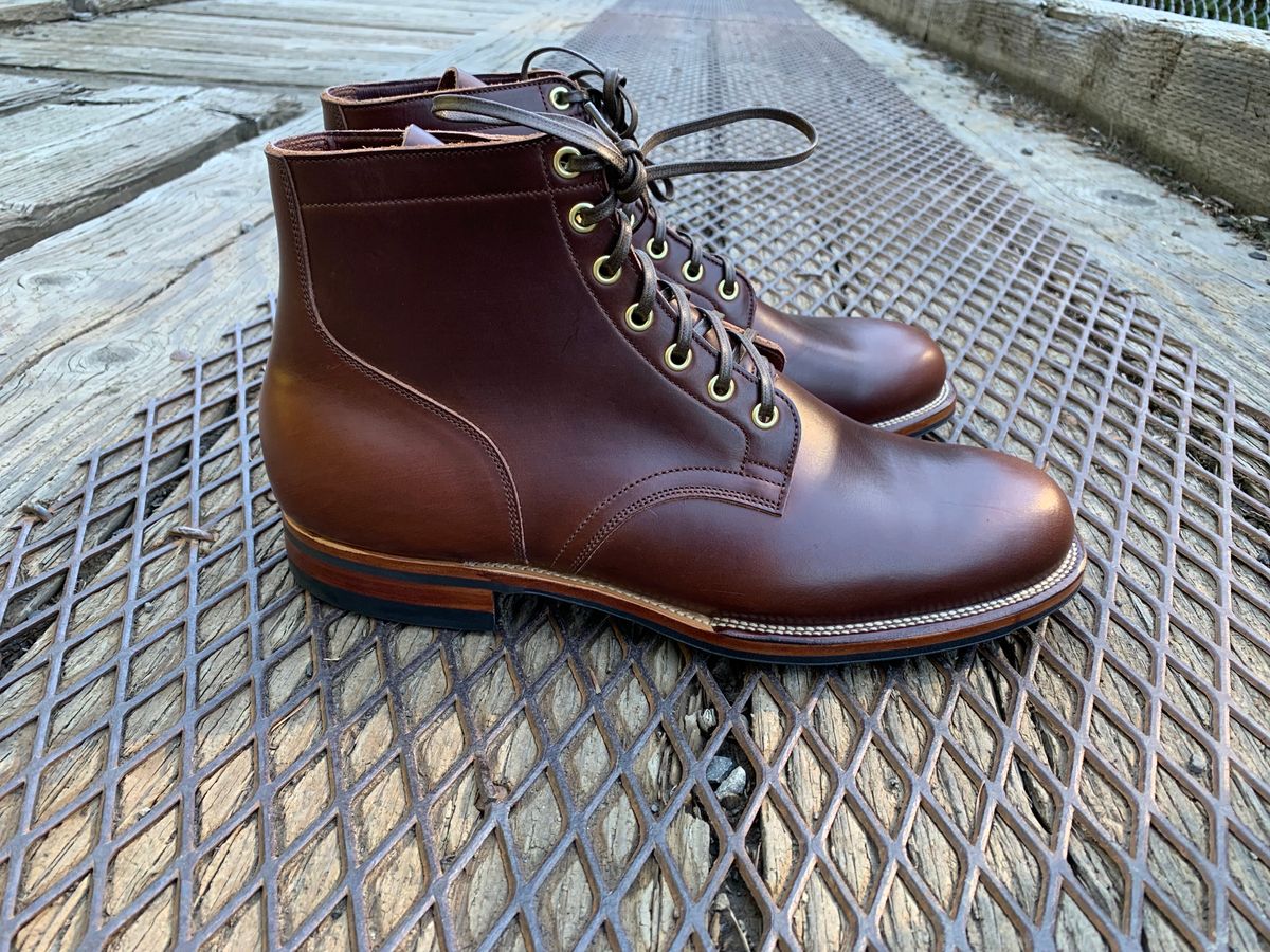 Photo by bwbullard on October 6, 2023 of the Viberg Service Boot in Horween Brown Chromexcel.