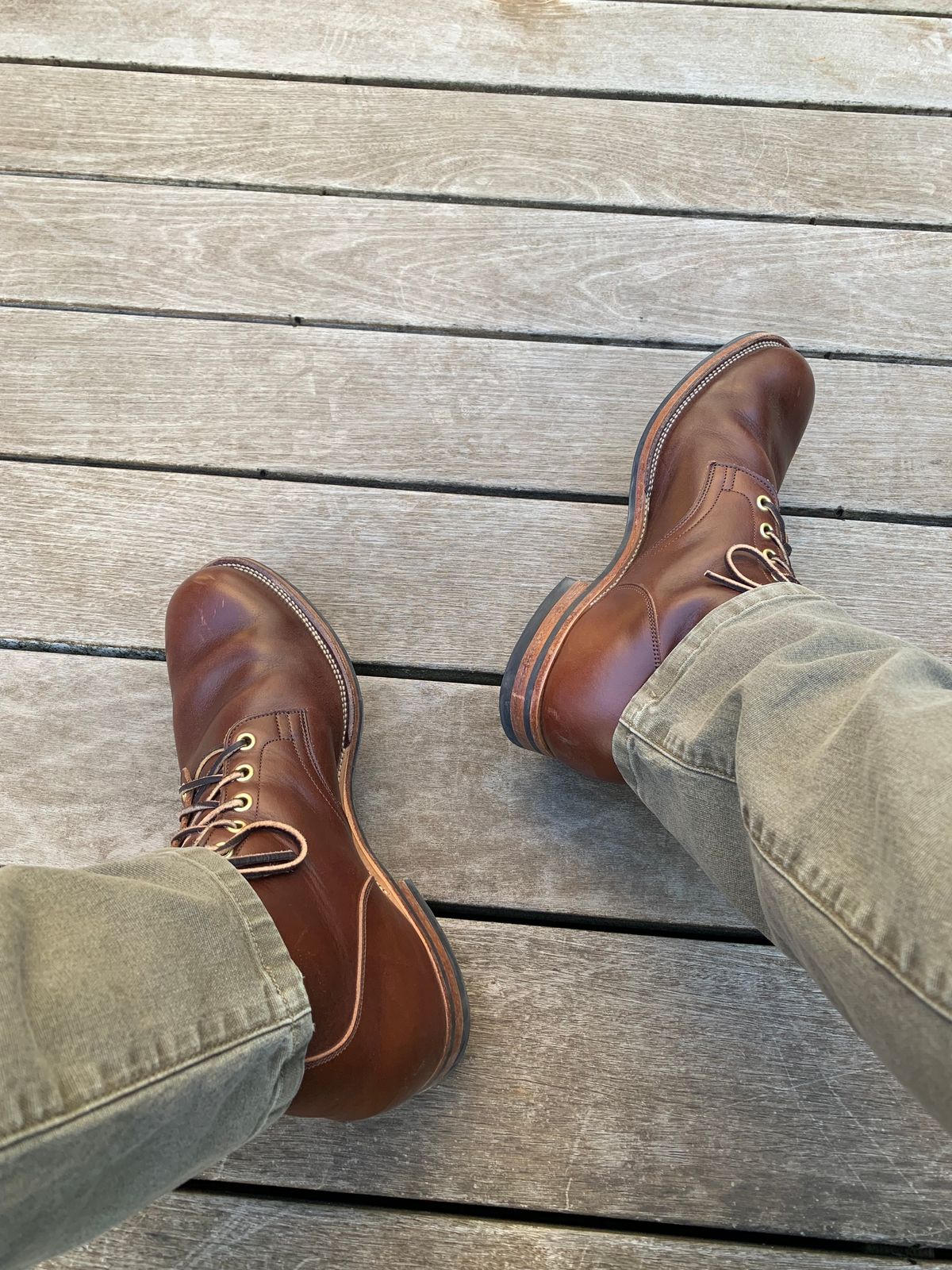 Photo by bwbullard on November 8, 2023 of the Viberg Service Boot in Horween Brown Chromexcel.