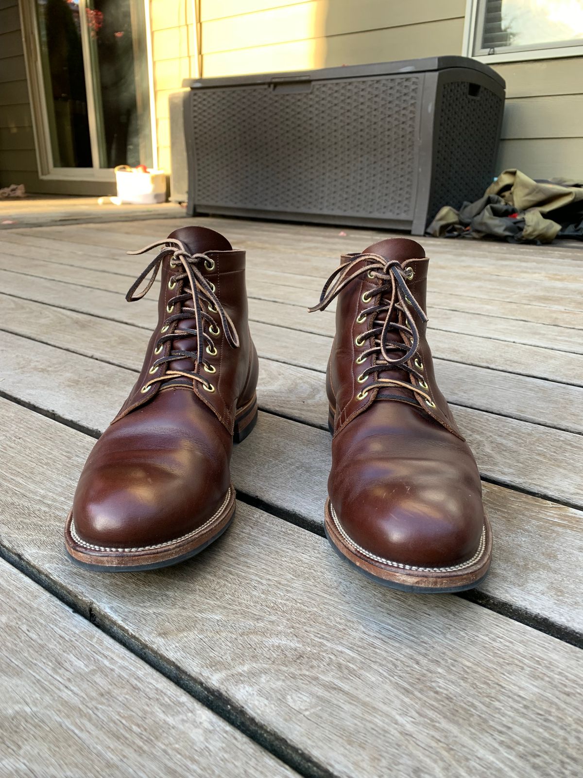 Photo by bwbullard on November 8, 2023 of the Viberg Service Boot in Horween Brown Chromexcel.
