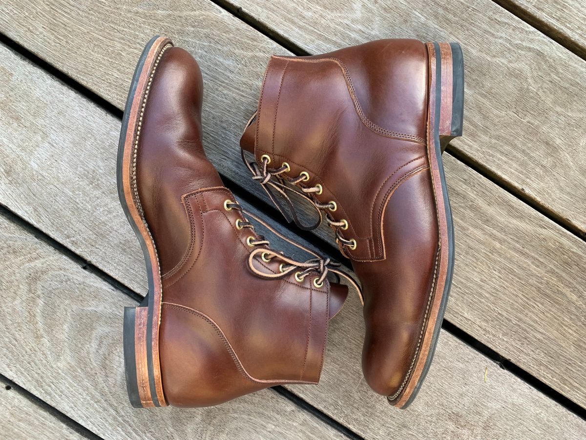 Photo by bwbullard on November 8, 2023 of the Viberg Service Boot in Horween Brown Chromexcel.