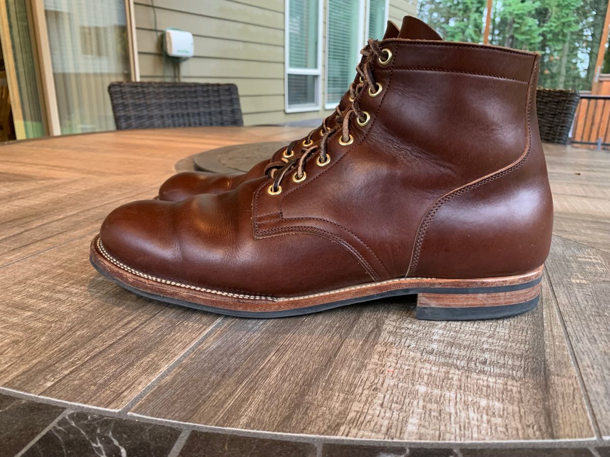 Photo by bwbullard on December 5, 2023 of the Viberg Service Boot in Horween Brown Chromexcel.