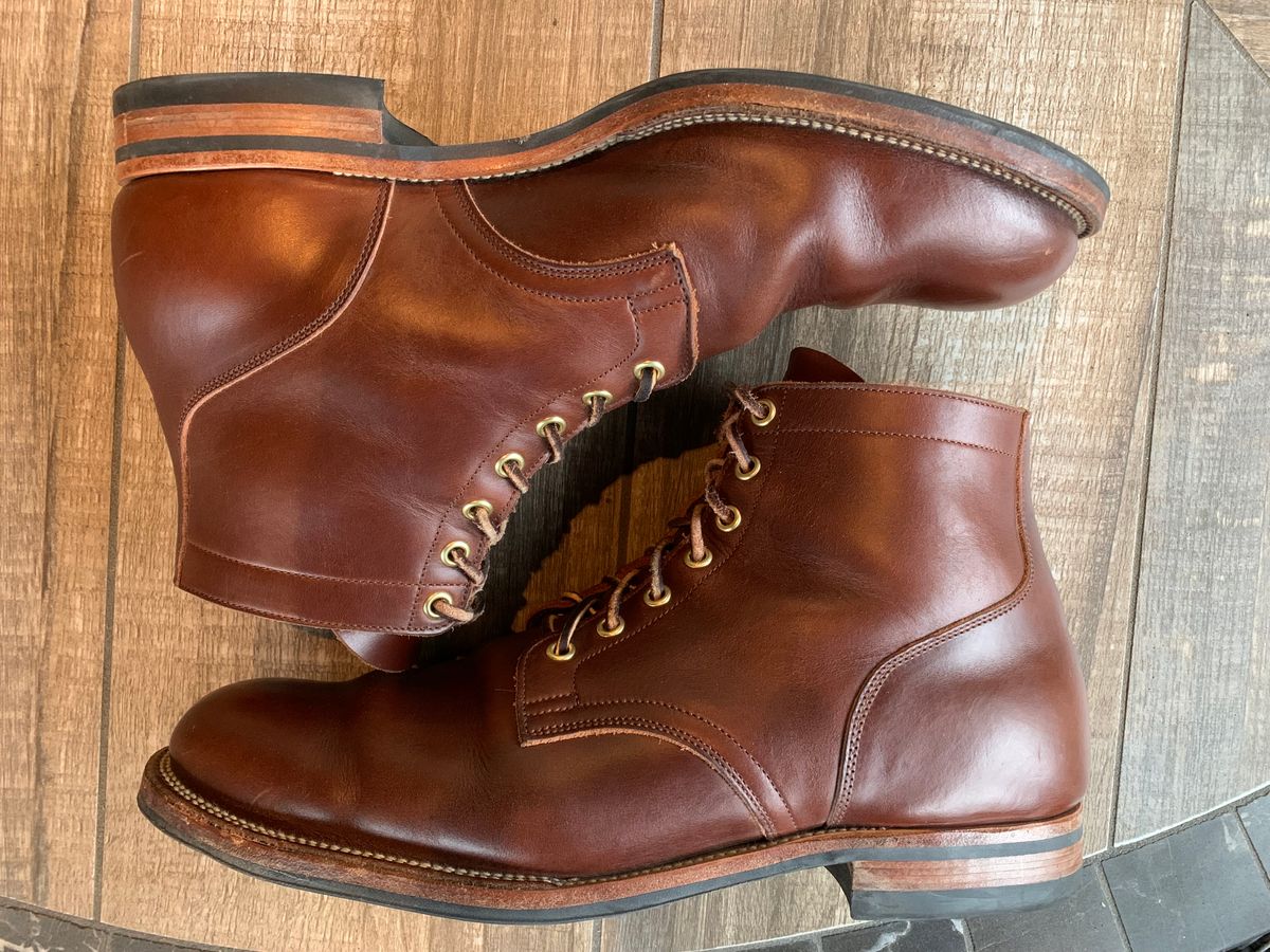 Photo by bwbullard on December 5, 2023 of the Viberg Service Boot in Horween Brown Chromexcel.