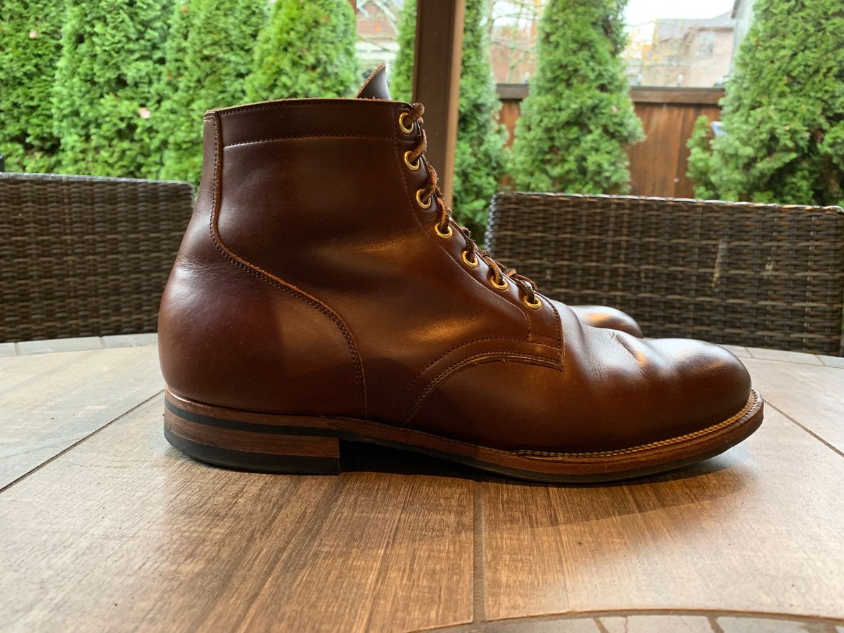 Photo by bwbullard on December 5, 2023 of the Viberg Service Boot in Horween Brown Chromexcel.