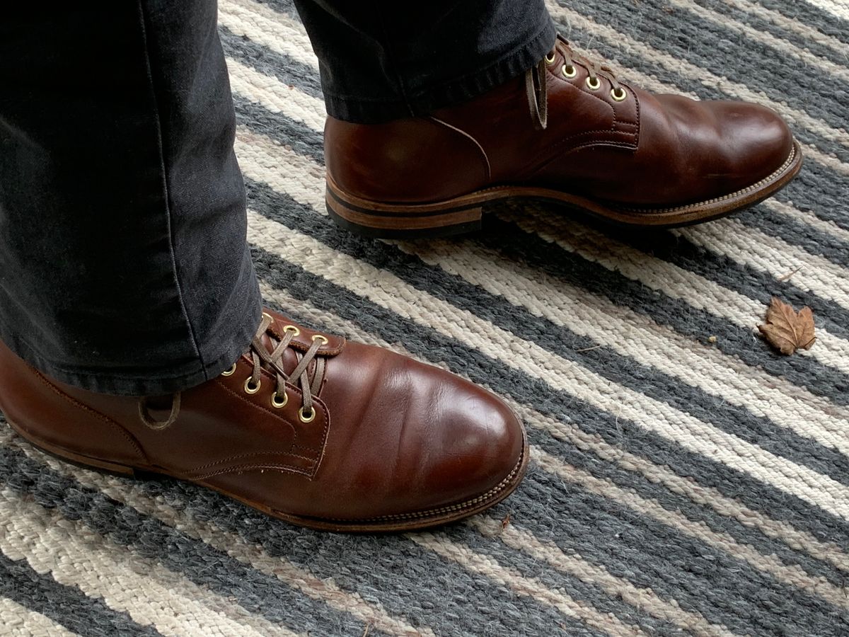 Photo by bwbullard on January 1, 2024 of the Viberg Service Boot in Horween Brown Chromexcel.