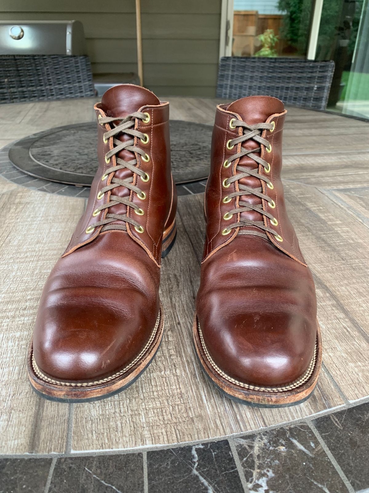 Photo by bwbullard on January 1, 2024 of the Viberg Service Boot in Horween Brown Chromexcel.