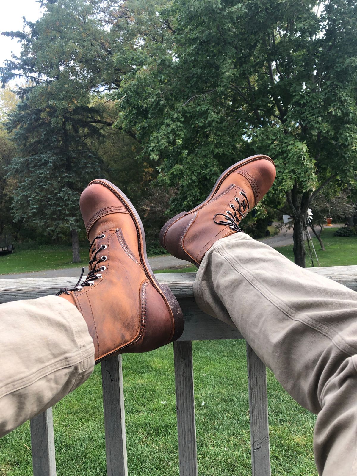 Photo by Hoov on October 2, 2022 of the Red Wing Iron Ranger in S.B. Foot Copper Rough and Tough.