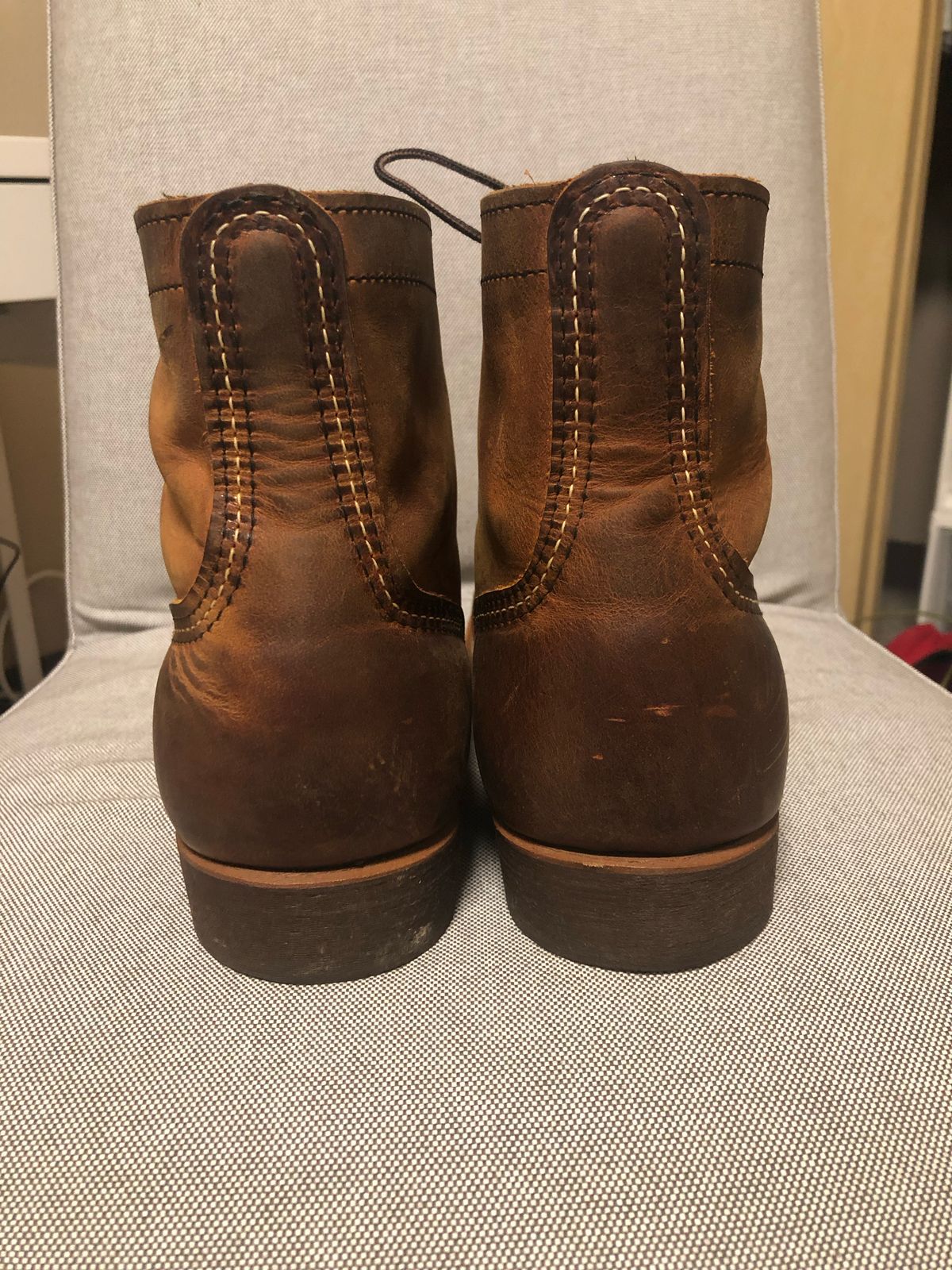 Photo by Hoov on November 6, 2022 of the Red Wing Iron Ranger in S.B. Foot Copper Rough and Tough.