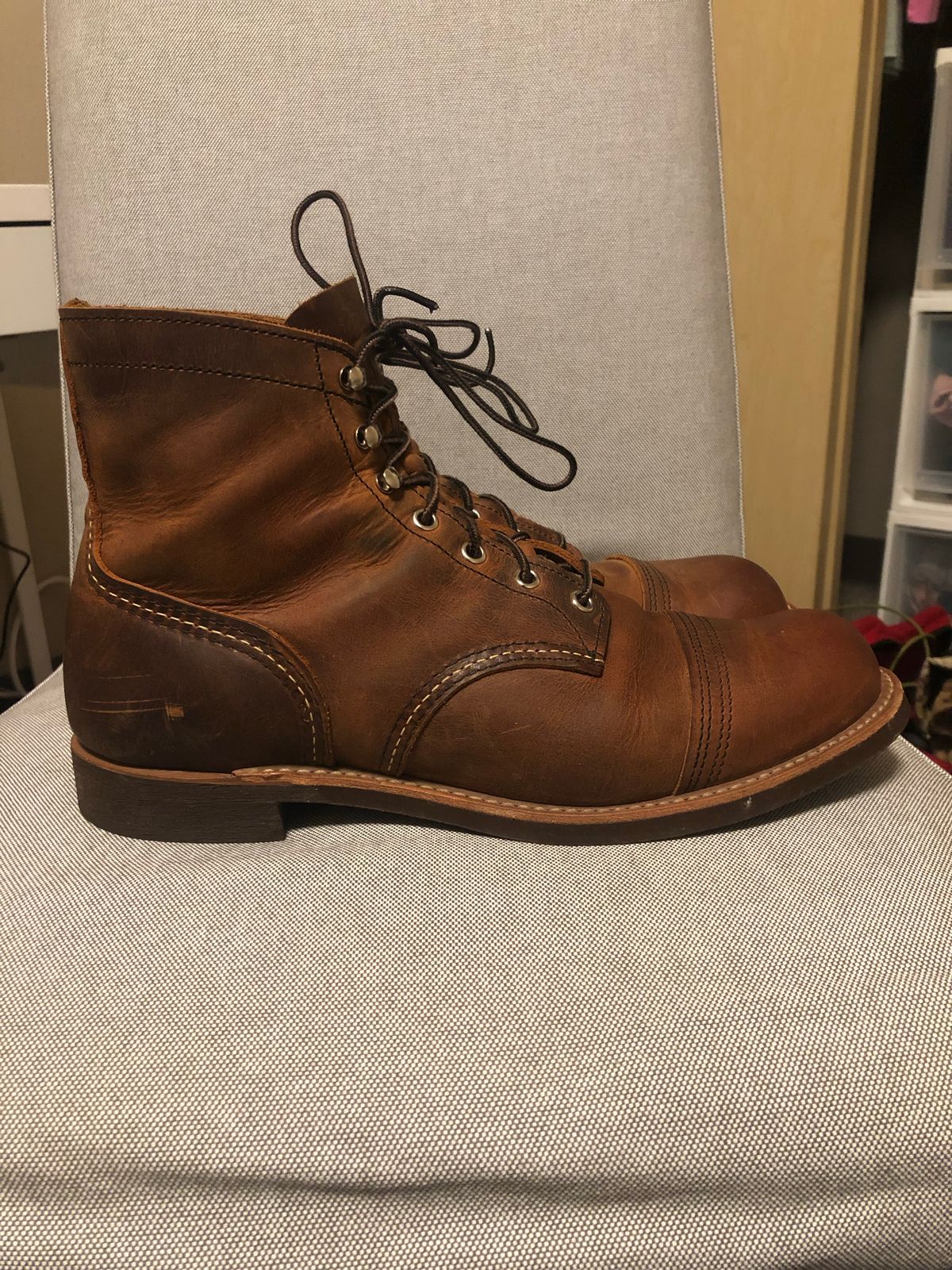 Photo by Hoov on November 6, 2022 of the Red Wing Iron Ranger in S.B. Foot Copper Rough and Tough.