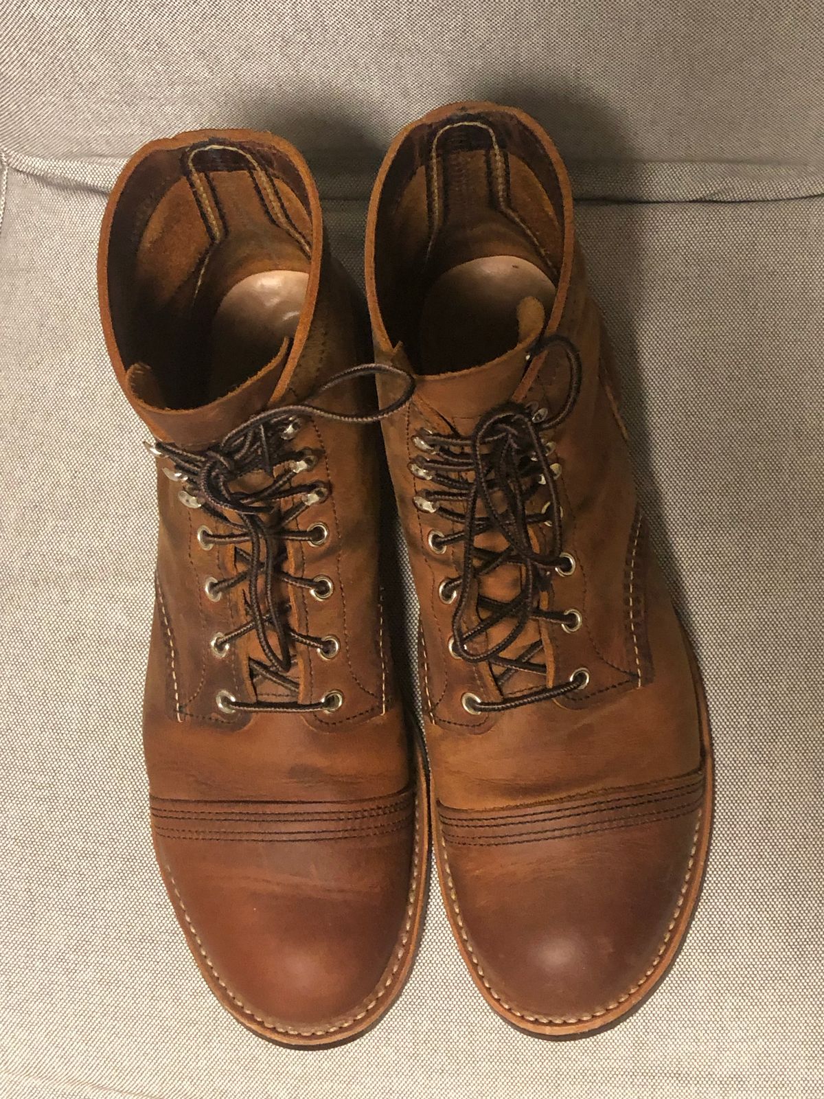 Photo by Hoov on November 6, 2022 of the Red Wing Iron Ranger in S.B. Foot Copper Rough and Tough.