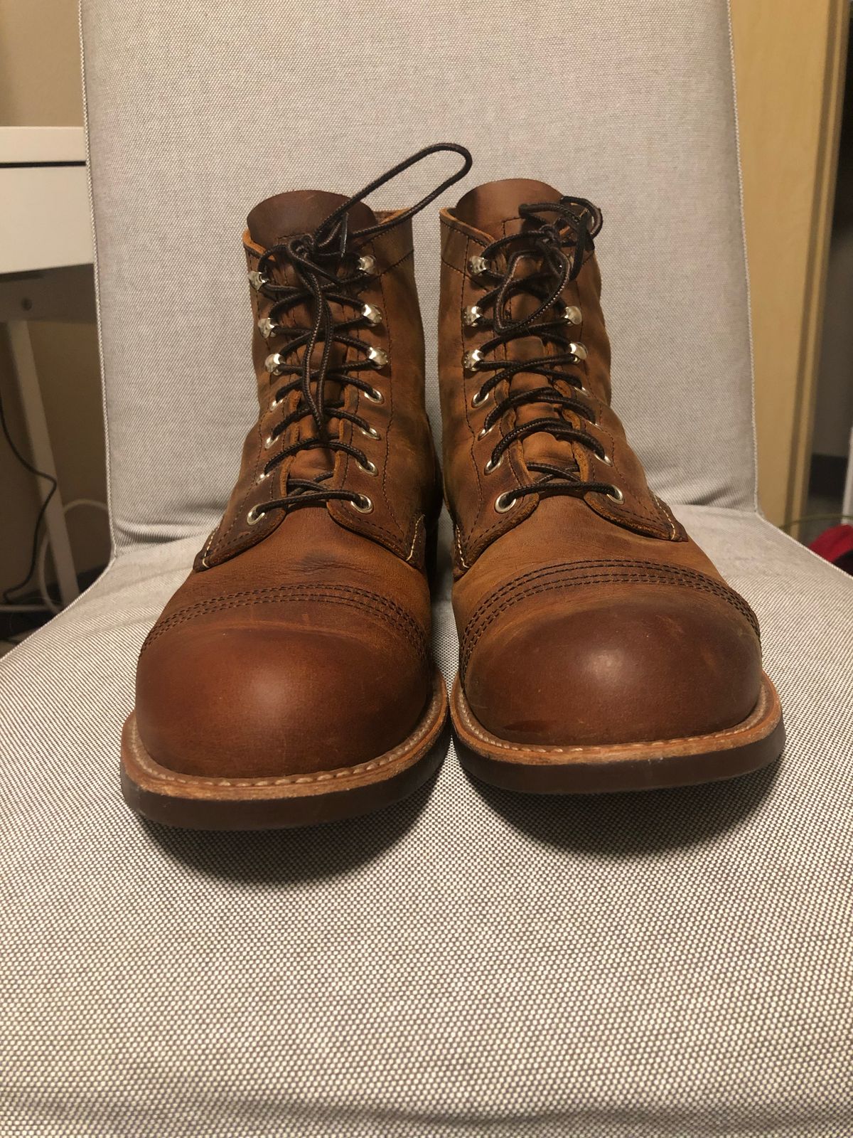Photo by Hoov on November 6, 2022 of the Red Wing Iron Ranger in S.B. Foot Copper Rough and Tough.
