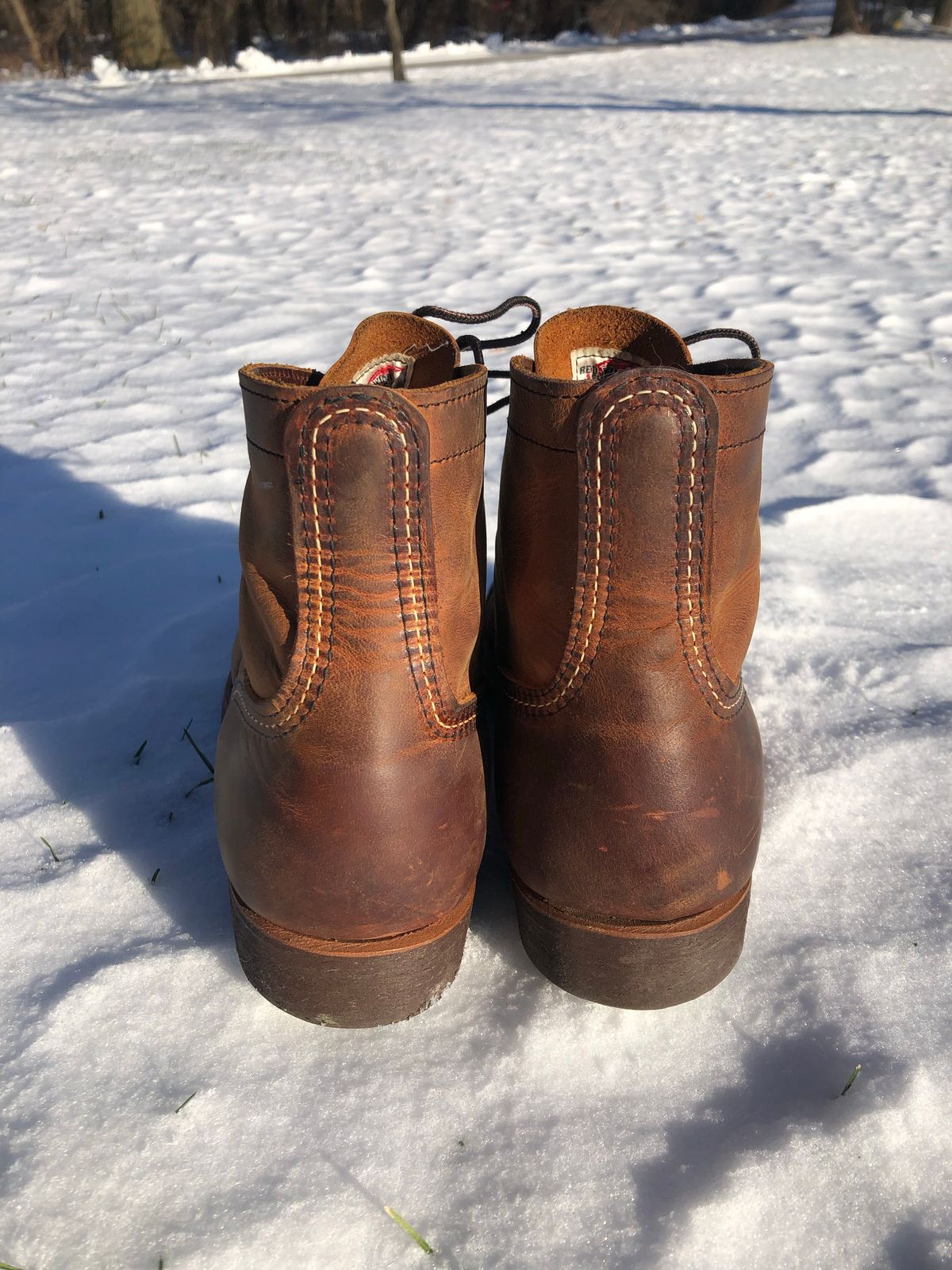 Photo by Hoov on December 3, 2022 of the Red Wing Iron Ranger in S.B. Foot Copper Rough and Tough.