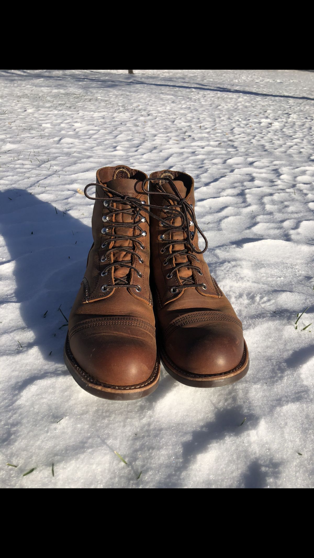 Photo by Hoov on December 3, 2022 of the Red Wing Iron Ranger in S.B. Foot Copper Rough and Tough.