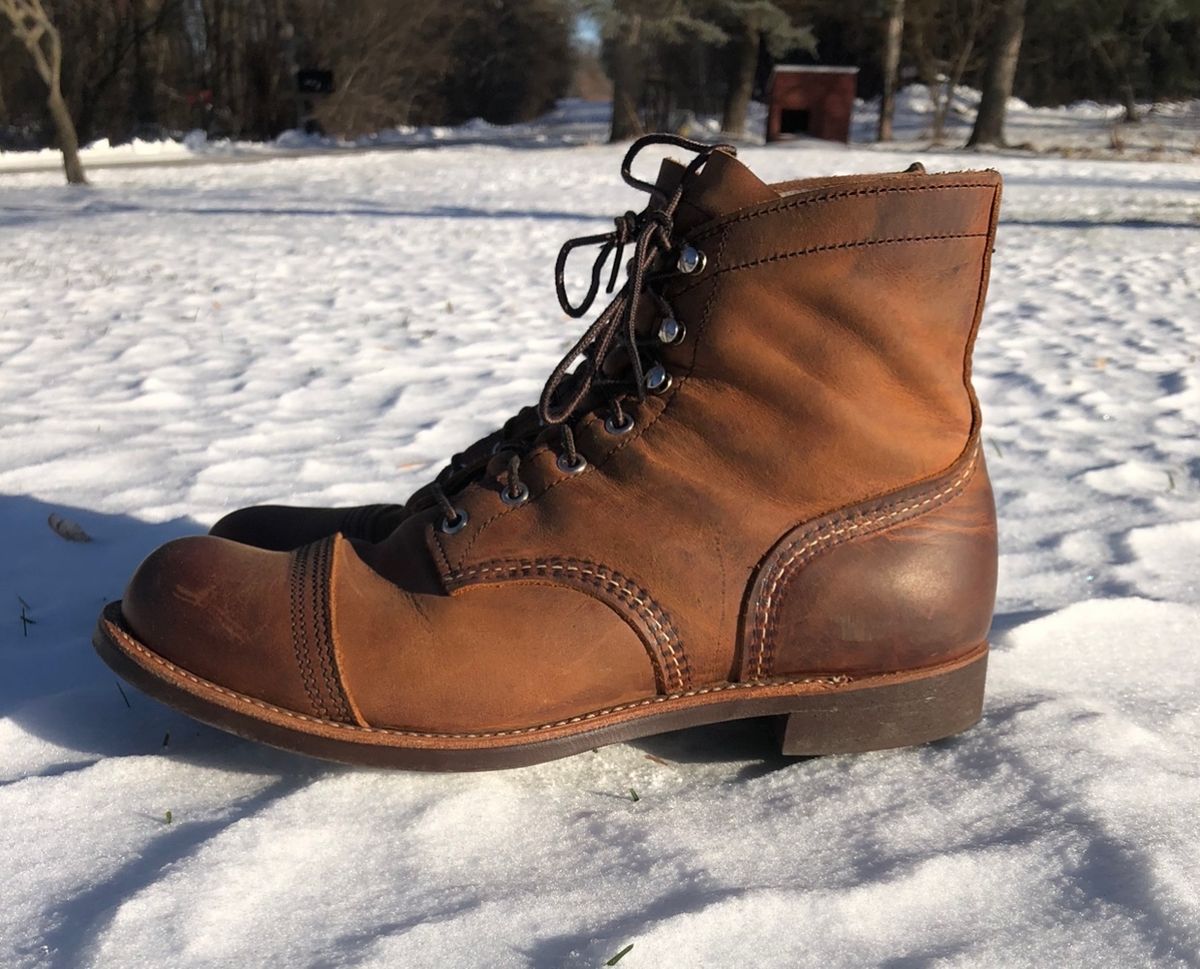 Photo by Hoov on December 3, 2022 of the Red Wing Iron Ranger in S.B. Foot Copper Rough and Tough.