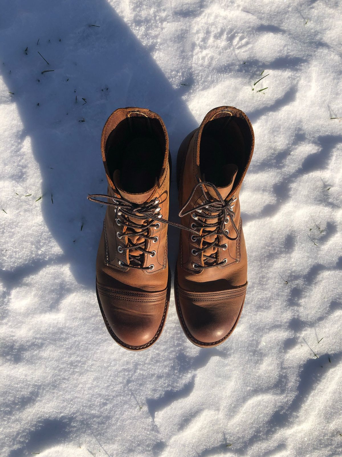 Photo by Hoov on December 3, 2022 of the Red Wing Iron Ranger in S.B. Foot Copper Rough and Tough.