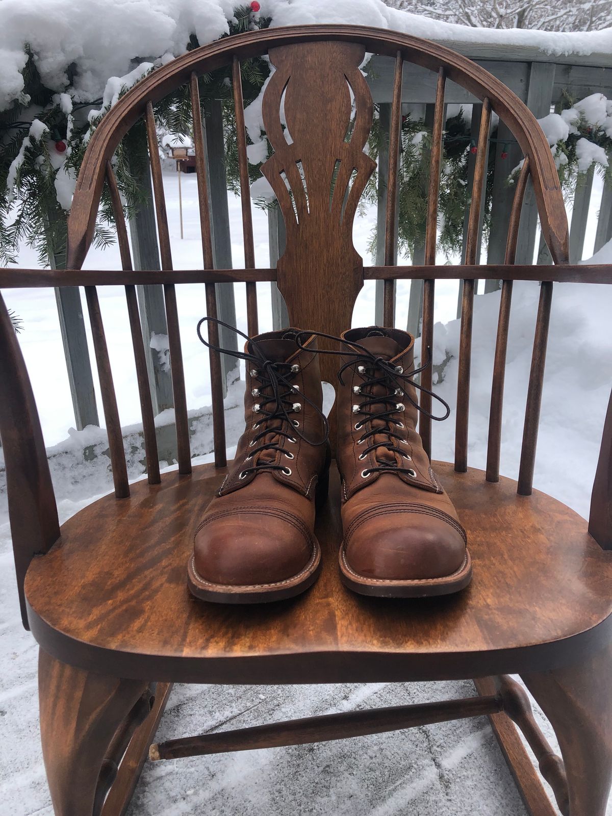 Photo by Hoov on January 5, 2023 of the Red Wing Iron Ranger in S.B. Foot Copper Rough and Tough.