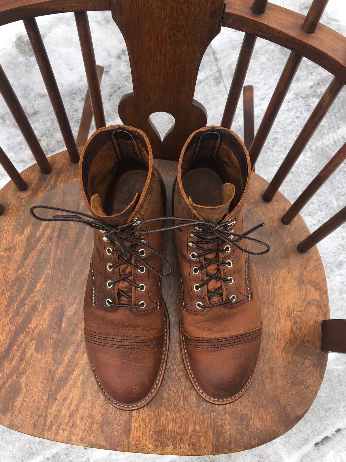 Photo by Hoov on January 5, 2023 of the Red Wing Iron Ranger in S.B. Foot Copper Rough and Tough.
