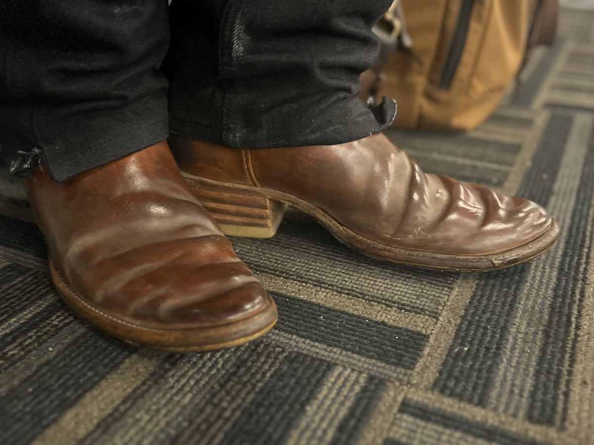 Photo by blinkerfluid on January 24, 2026 of the J.B. Custom Leather J Toe in Horween Natural Shell Cordovan.