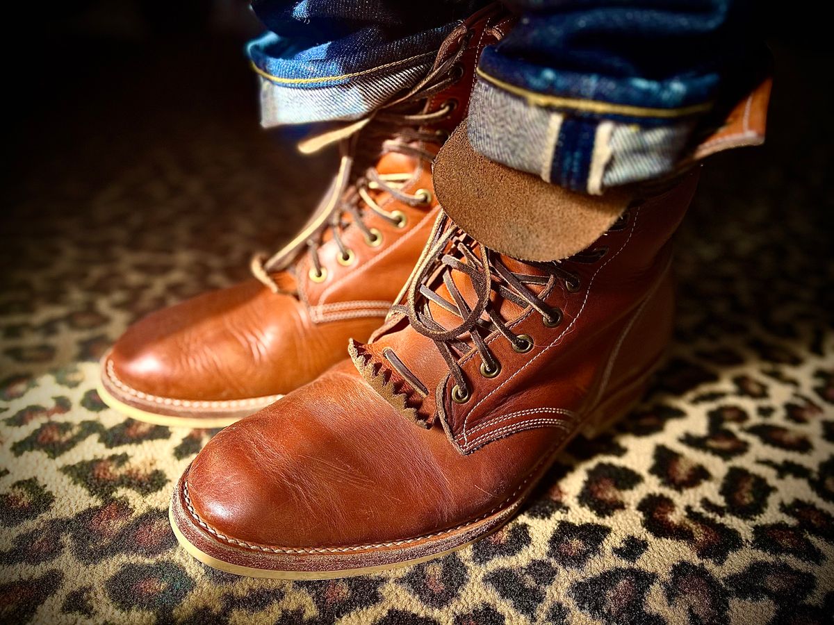 Photo by blinkerfluid on October 14, 2023 of the Onderhoud SVC02 Packer Boot in Badalassi Carlo Cognac Minerva.