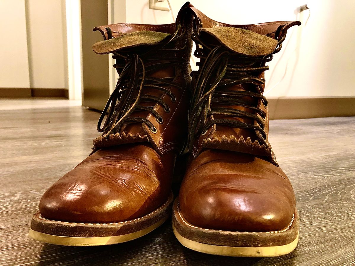 Photo by blinkerfluid on October 18, 2023 of the Onderhoud SVC02 Packer Boot in Badalassi Carlo Cognac Minerva.