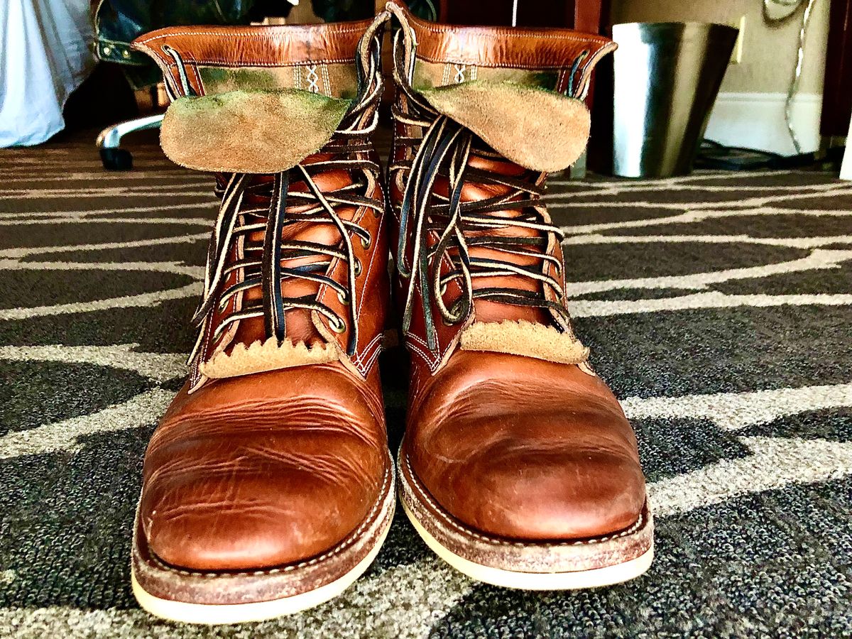 Photo by blinkerfluid on November 2, 2023 of the Onderhoud SVC02 Packer Boot in Badalassi Carlo Cognac Minerva.