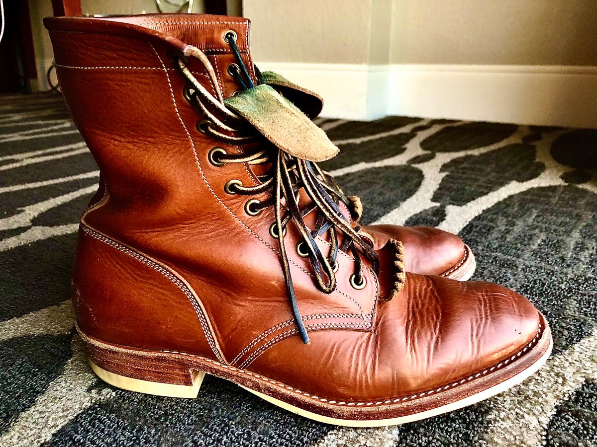 Photo by blinkerfluid on November 2, 2023 of the Onderhoud SVC02 Packer Boot in Badalassi Carlo Cognac Minerva.