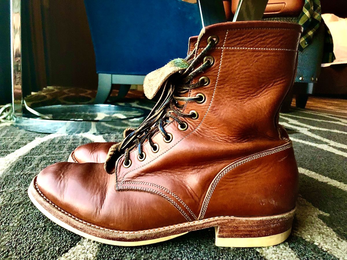 Photo by blinkerfluid on November 2, 2023 of the Onderhoud SVC02 Packer Boot in Badalassi Carlo Cognac Minerva.