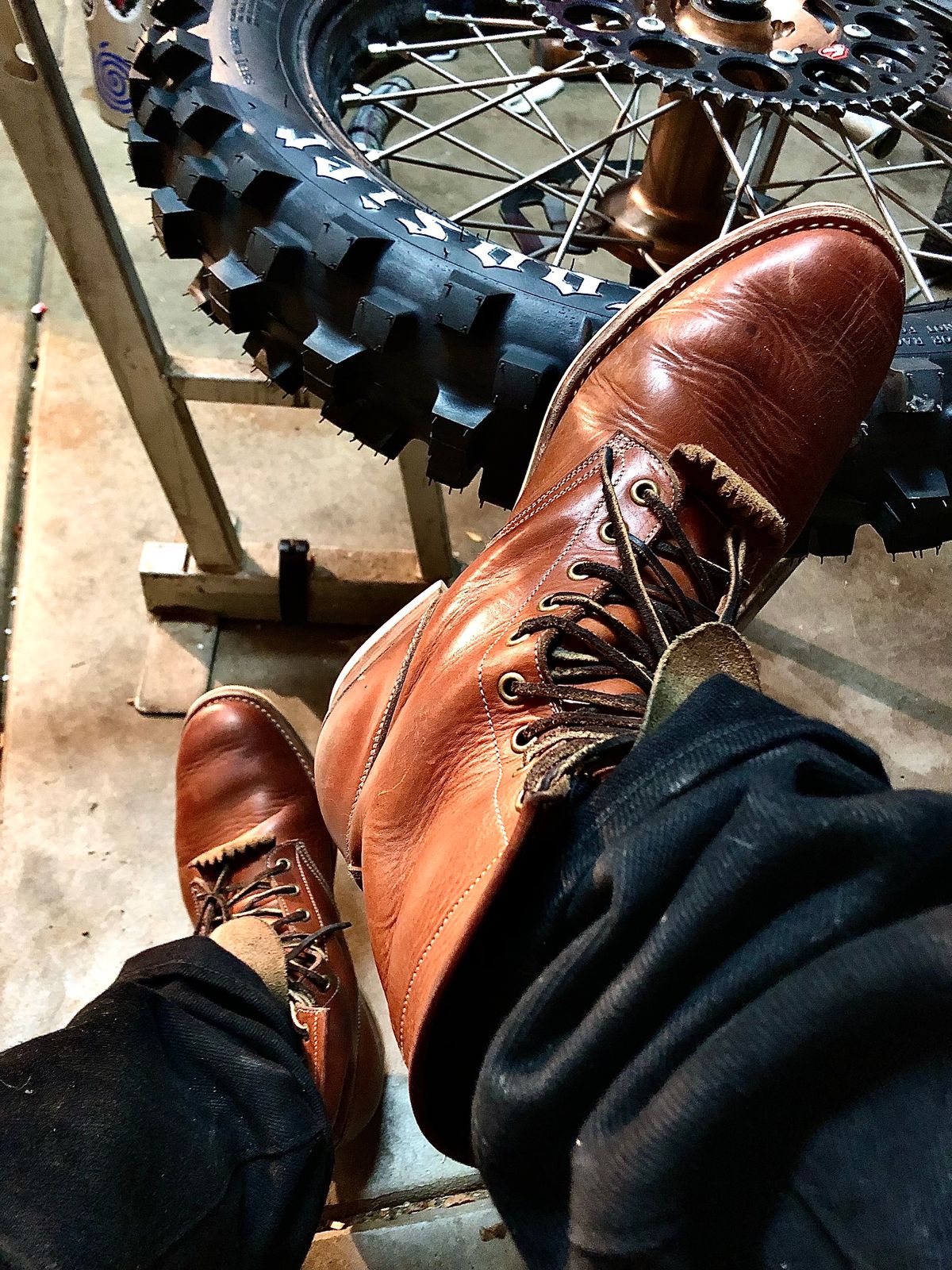 Photo by blinkerfluid on November 5, 2023 of the Onderhoud SVC02 Packer Boot in Badalassi Carlo Cognac Minerva.