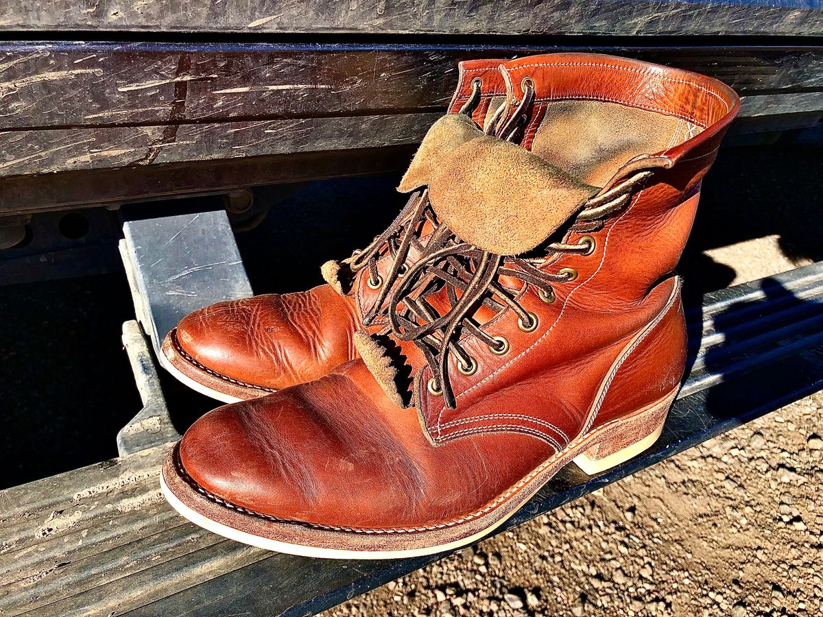 Photo by blinkerfluid on November 12, 2023 of the Onderhoud SVC02 Packer Boot in Badalassi Carlo Cognac Minerva.