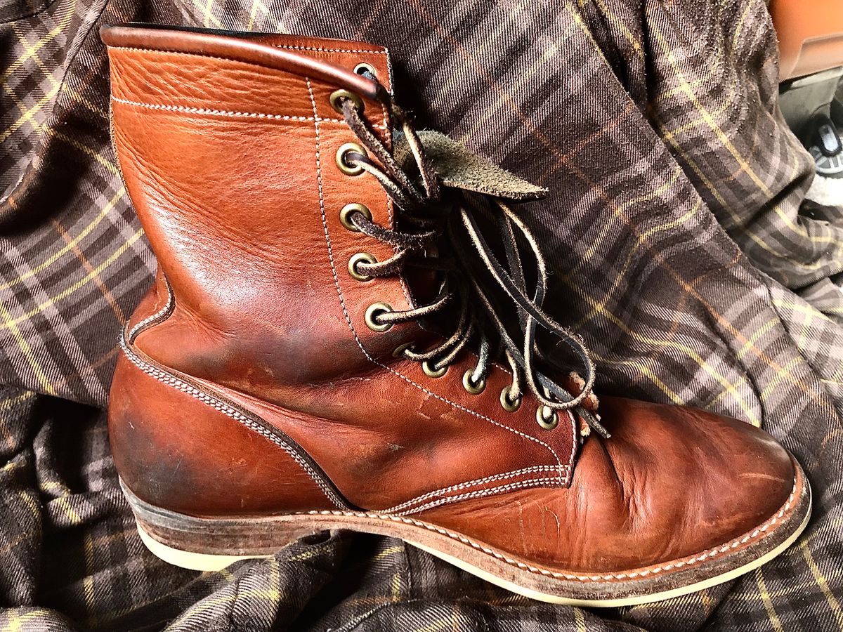 Photo by blinkerfluid on November 25, 2023 of the Onderhoud SVC02 Packer Boot in Badalassi Carlo Cognac Minerva.