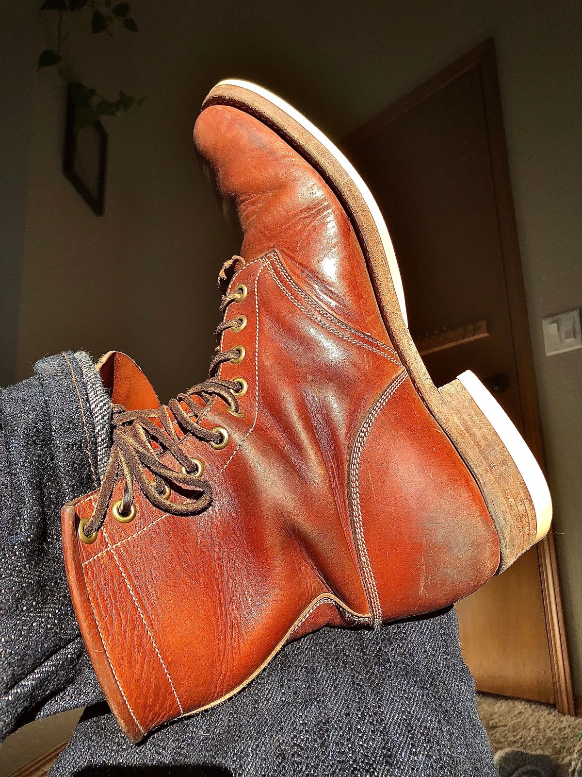 Photo by blinkerfluid on December 30, 2023 of the Onderhoud SVC02 Packer Boot in Badalassi Carlo Cognac Minerva.