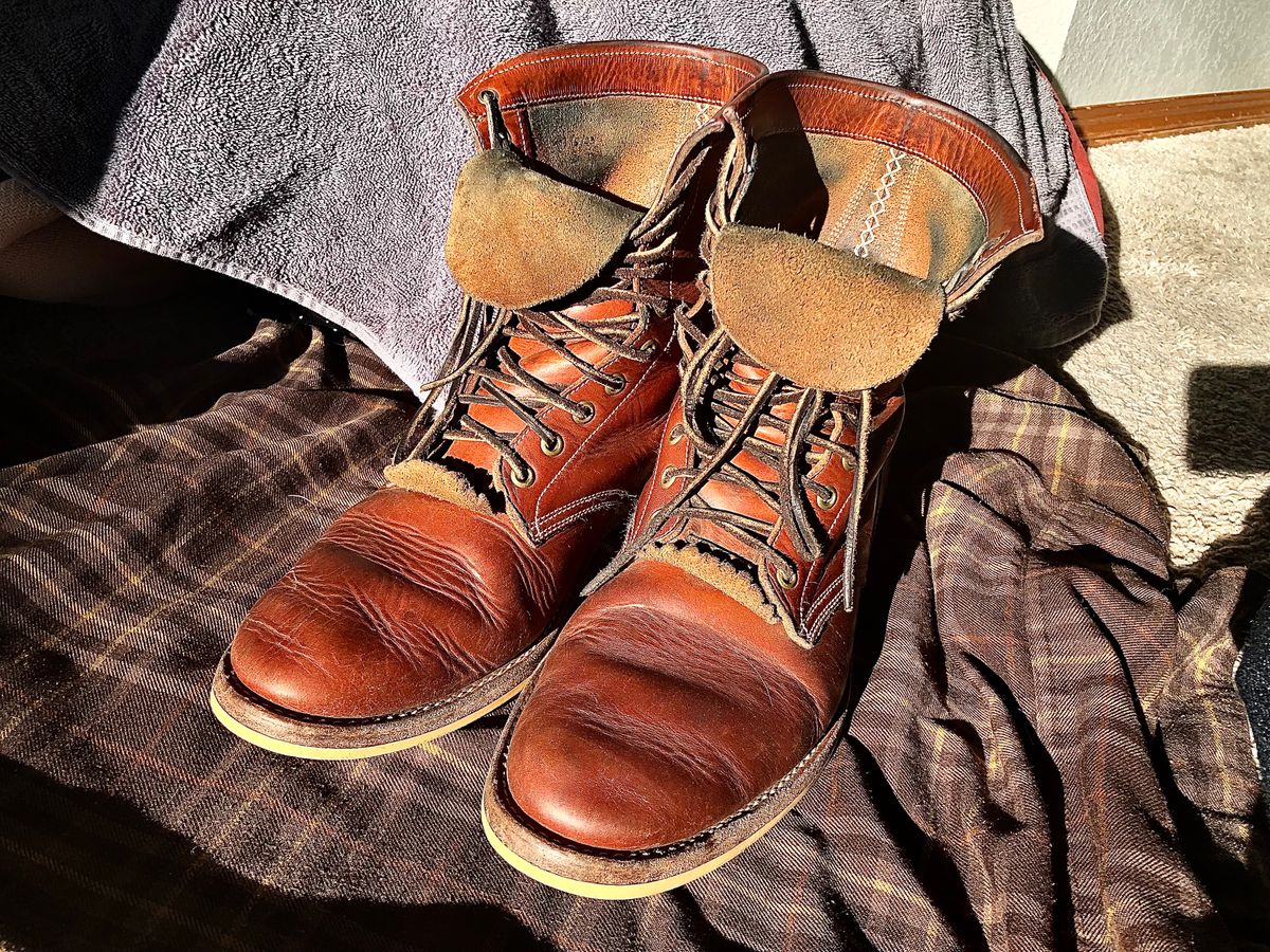 Photo by blinkerfluid on January 1, 2024 of the Onderhoud SVC02 Packer Boot in Badalassi Carlo Cognac Minerva.