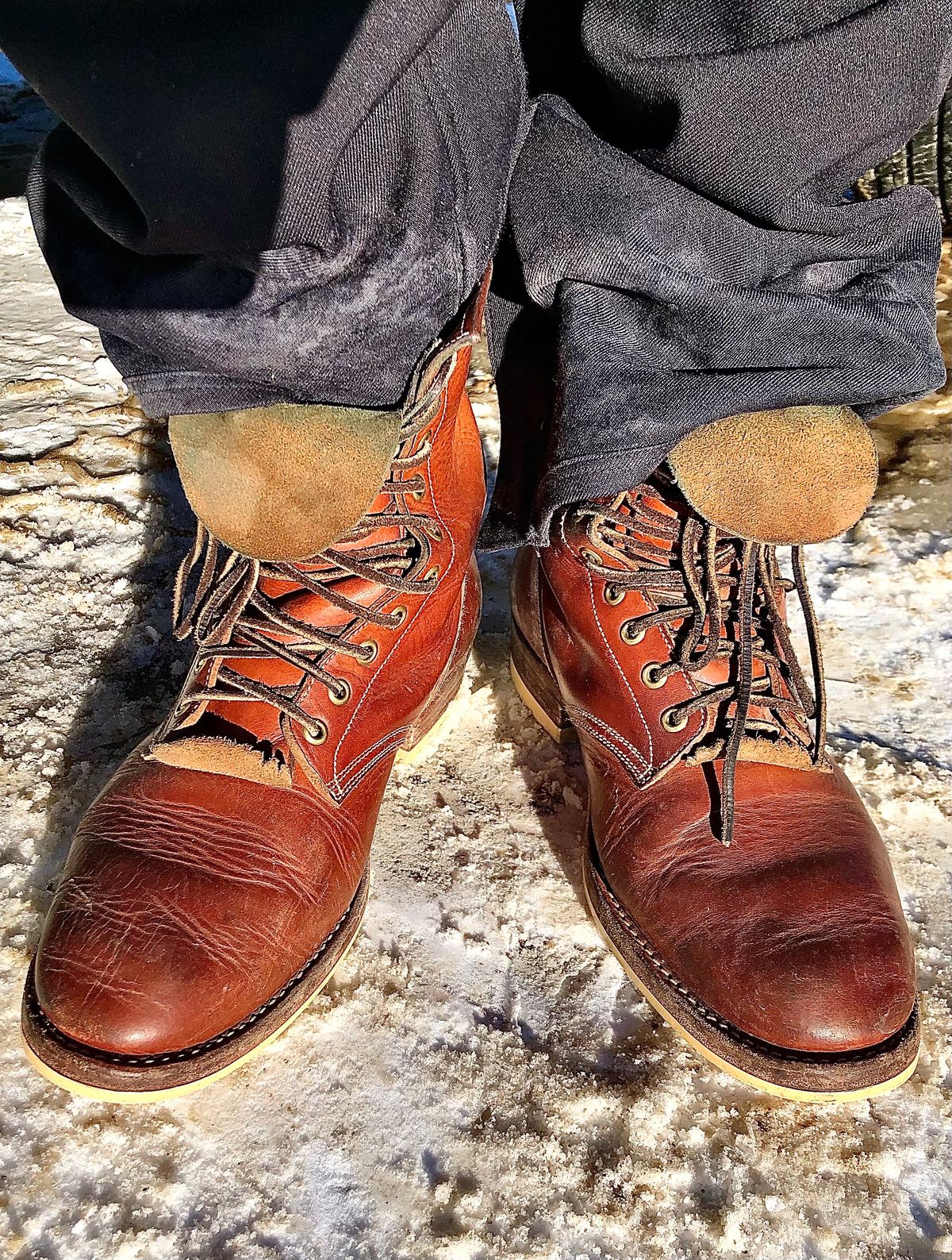 Photo by blinkerfluid on February 5, 2024 of the Onderhoud SVC02 Packer Boot in Badalassi Carlo Cognac Minerva.