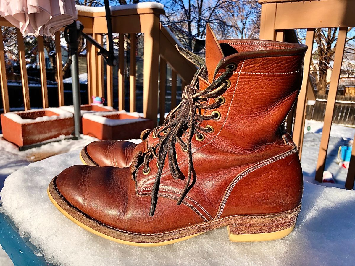 Photo by blinkerfluid on February 5, 2024 of the Onderhoud SVC02 Packer Boot in Badalassi Carlo Cognac Minerva.