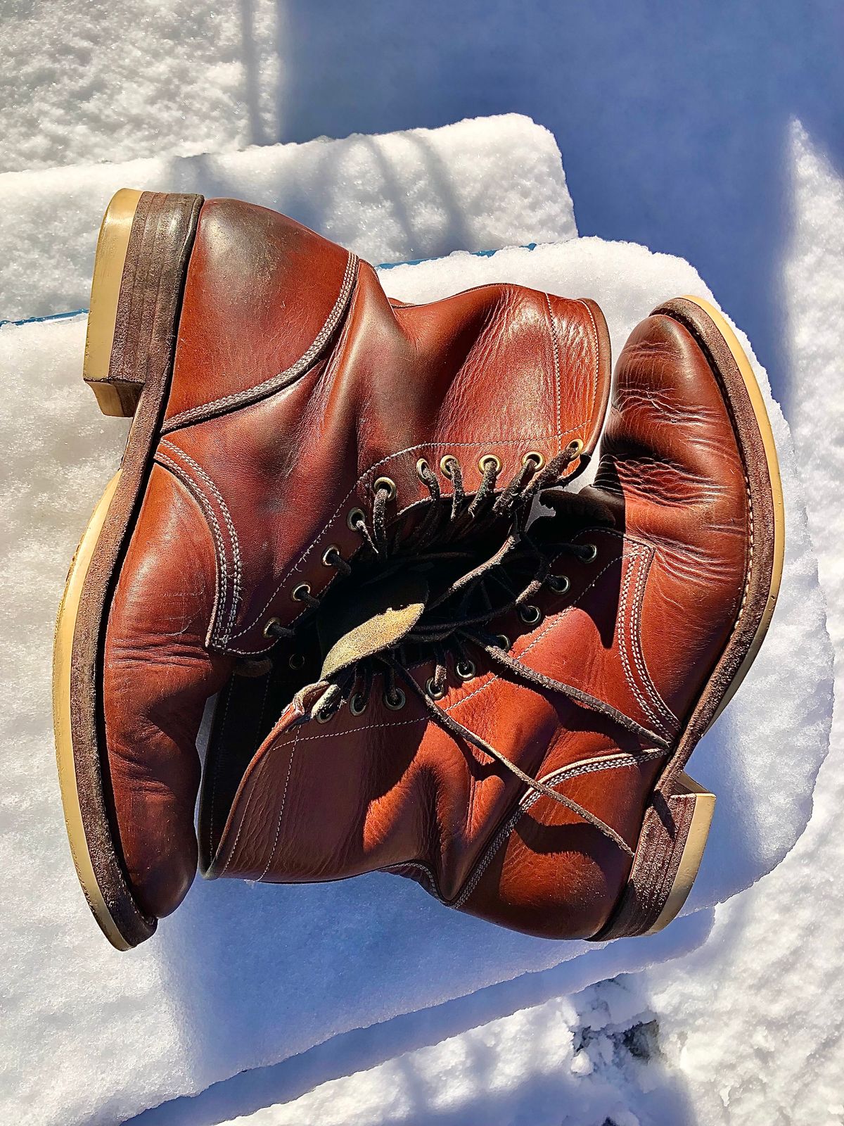 Photo by blinkerfluid on February 5, 2024 of the Onderhoud SVC02 Packer Boot in Badalassi Carlo Cognac Minerva.