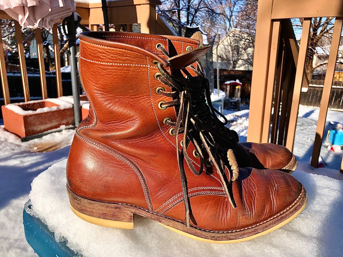 Photo by blinkerfluid on February 5, 2024 of the Onderhoud SVC02 Packer Boot in Badalassi Carlo Cognac Minerva.