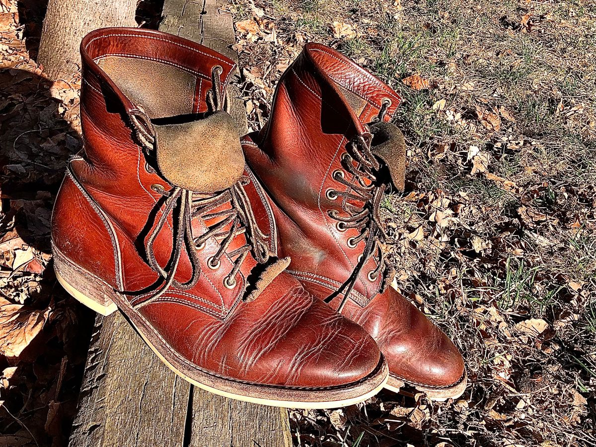 Photo by blinkerfluid on March 23, 2024 of the Onderhoud SVC02 Packer Boot in Badalassi Carlo Cognac Minerva.