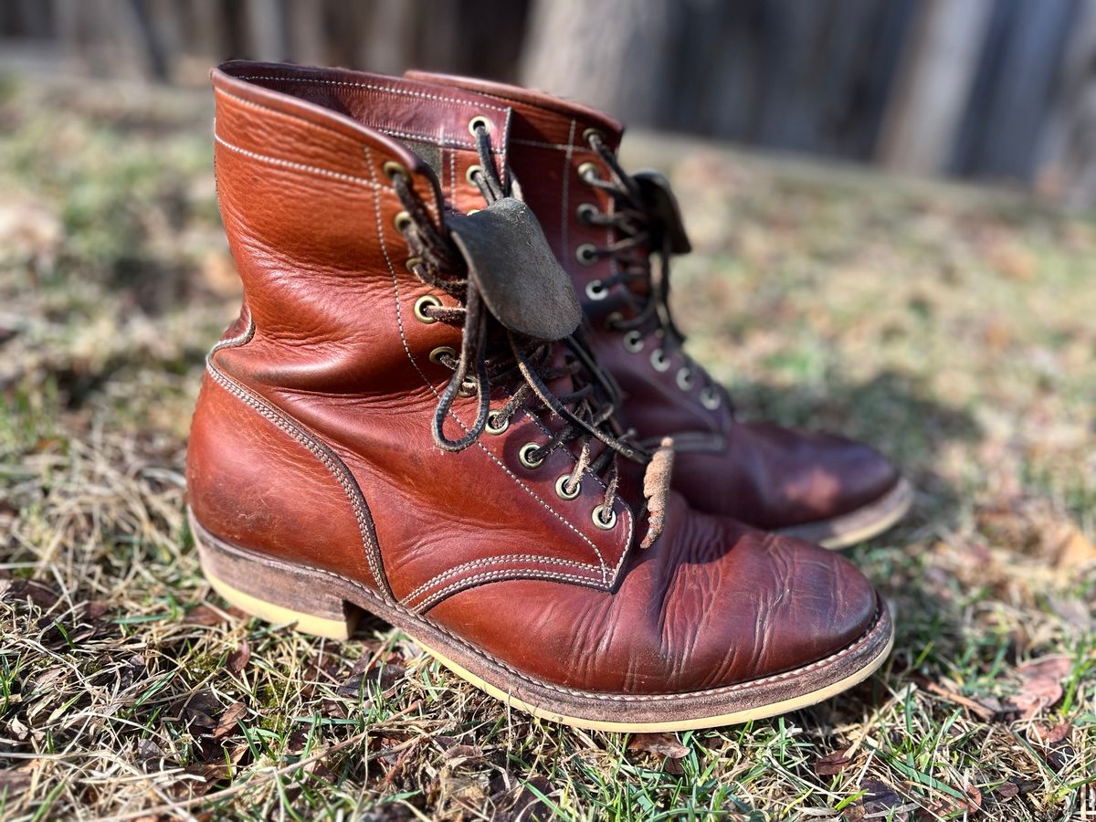 Photo by blinkerfluid on April 1, 2024 of the Onderhoud SVC02 Packer Boot in Badalassi Carlo Cognac Minerva.
