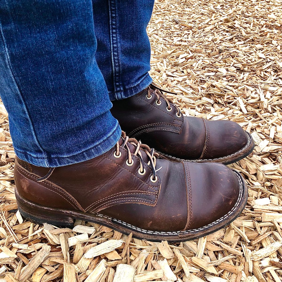 Photo by Beachy on March 7, 2024 of the Nicks Officer in Horween Brown Chromexcel.
