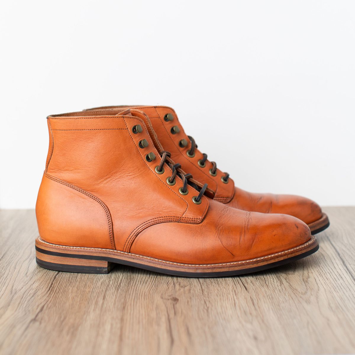Photo by MikeLikesBoots on December 3, 2025 of the Grant Stone Diesel Boot in Horween Tan Essex.