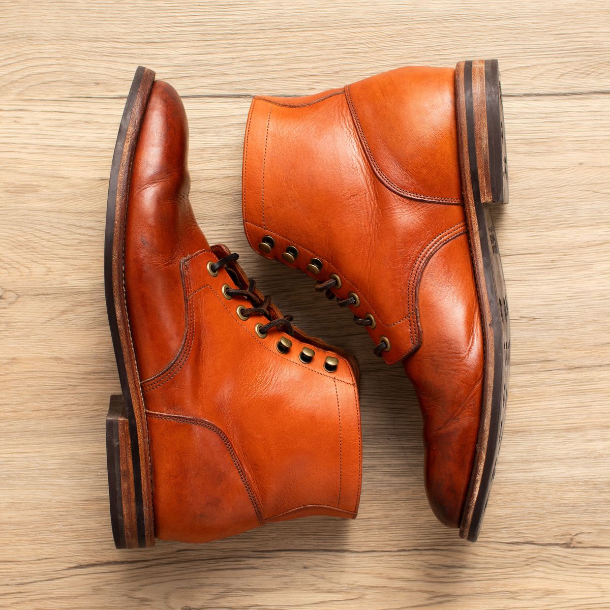 Photo by MikeLikesBoots on February 2, 2026 of the Grant Stone Diesel Boot in Horween Tan Essex.