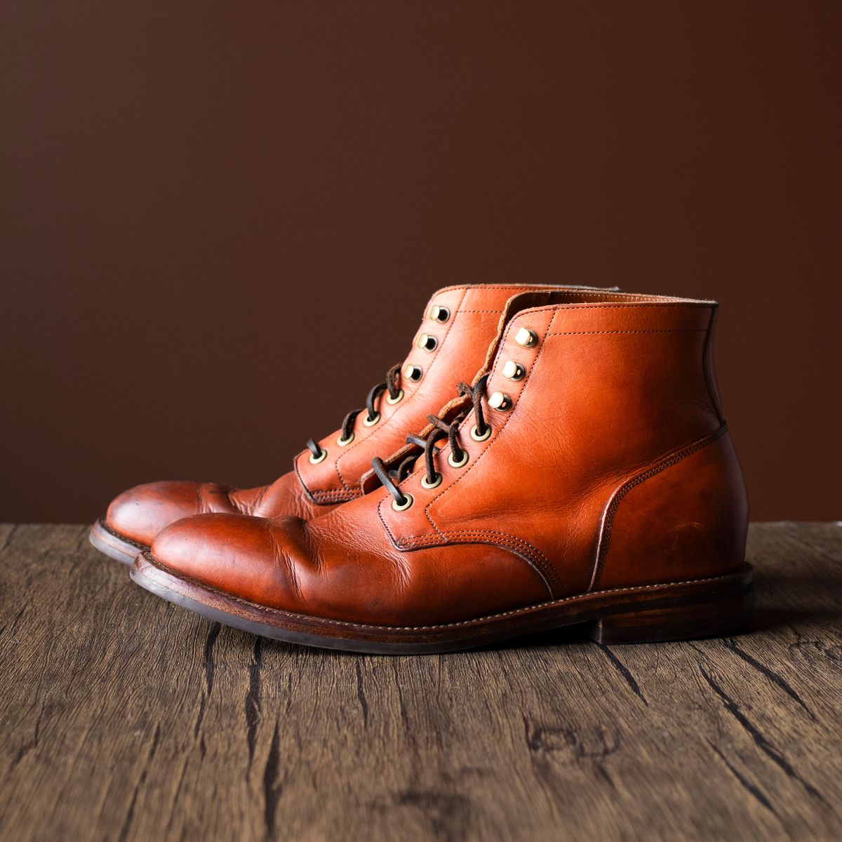 Photo by MikeLikesBoots on April 1, 2026 of the Grant Stone Diesel Boot in Horween Tan Essex.
