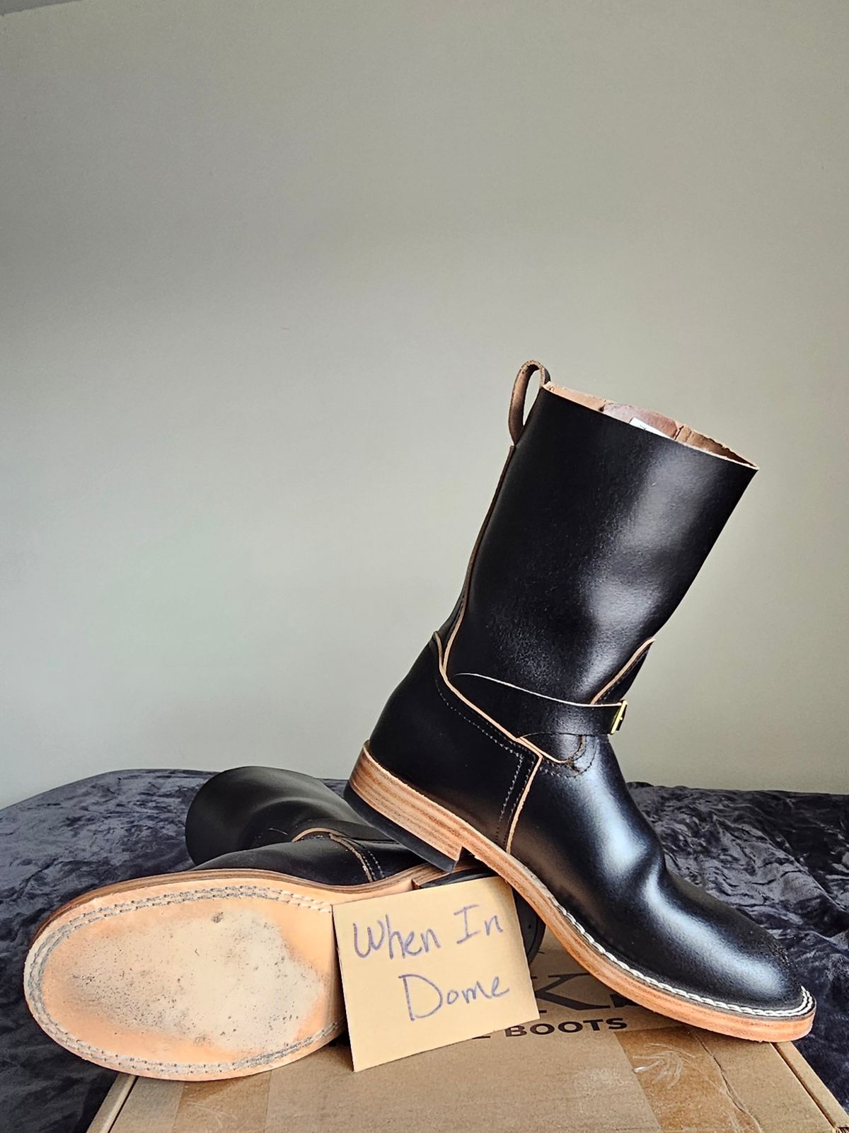 Photo by Spoon on November 4, 2024 of the Nicks Pullman in Horween Black Waxed Flesh.
