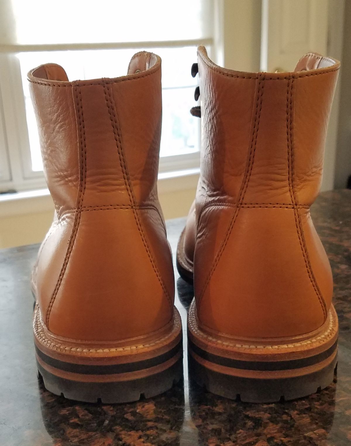 Photo by Spoon on December 4, 2022 of the Grant Stone Brass Boot in Horween English Tan Essex.