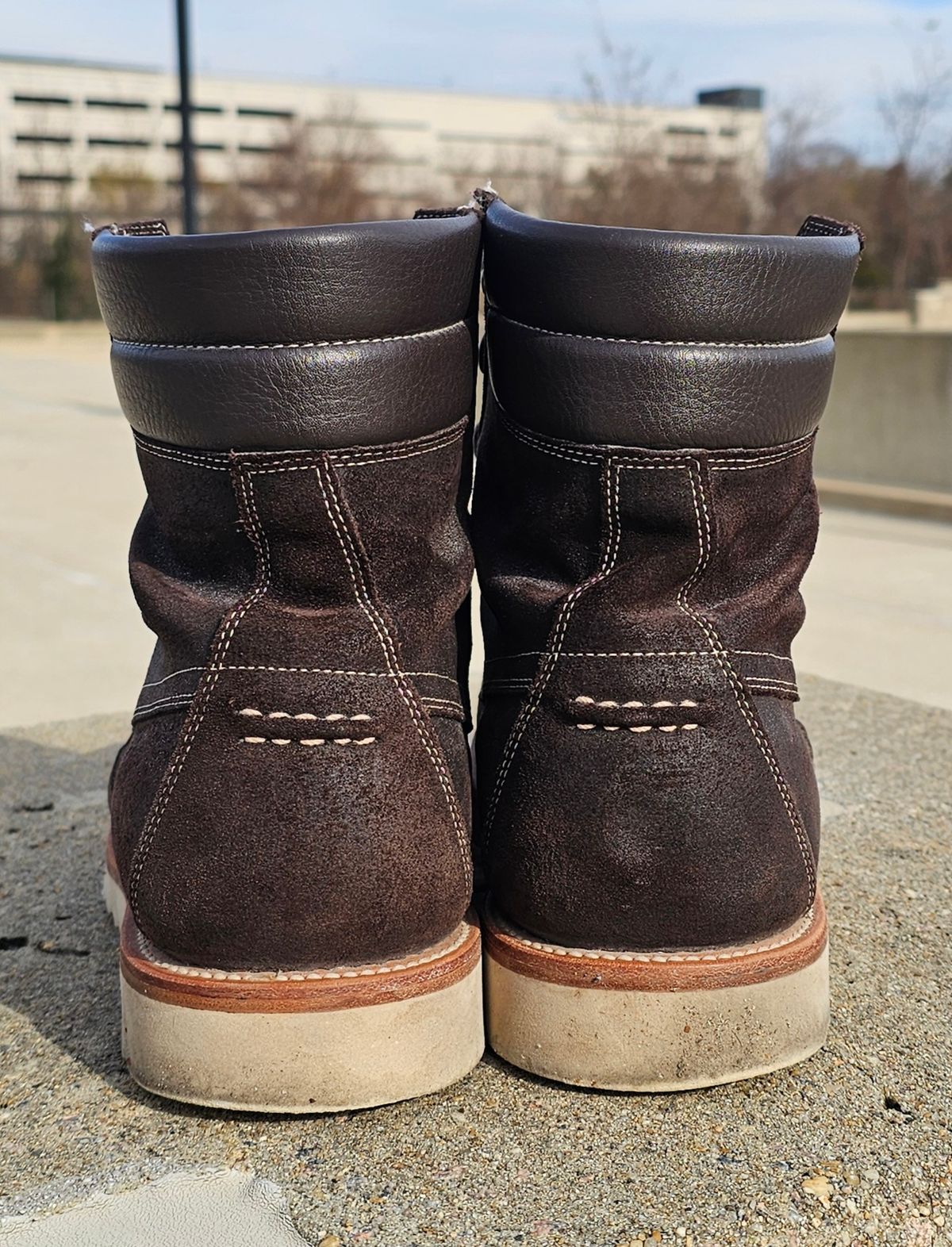 Photo by Spoon on December 4, 2023 of the Grant Stone Field Boot in C.F. Stead Earth Waxy Commander Suede.