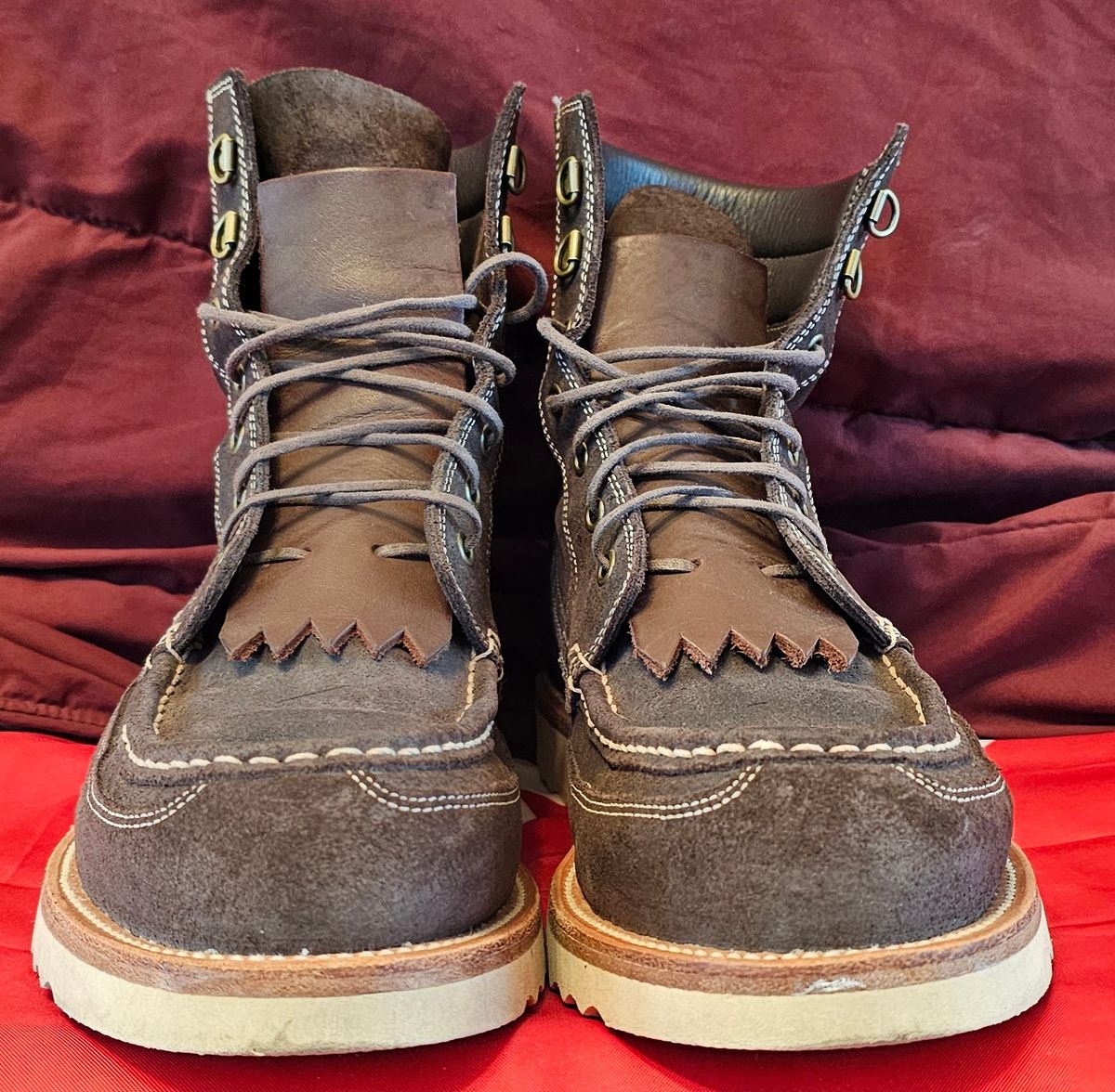 Photo by Spoon on April 5, 2024 of the Grant Stone Field Boot in C.F. Stead Earth Waxy Commander Suede.