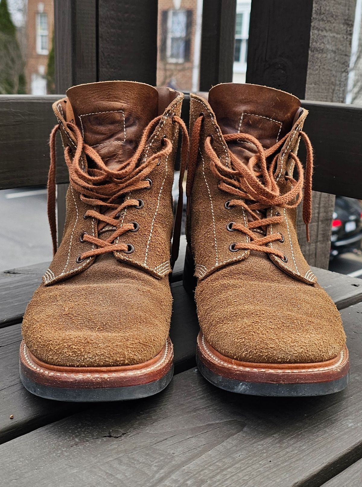 Photo by Spoon on January 5, 2026 of the John Lofgren M-43 Service Shoes in Horween Natural Chromexcel Roughout.