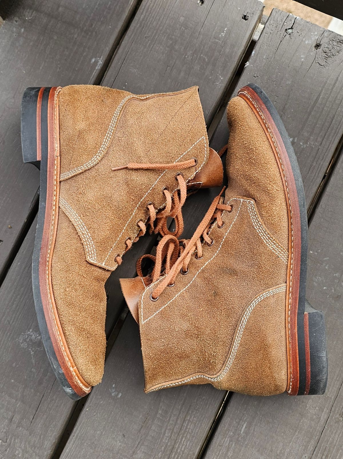 Photo by Spoon on January 5, 2026 of the John Lofgren M-43 Service Shoes in Horween Natural Chromexcel Roughout.