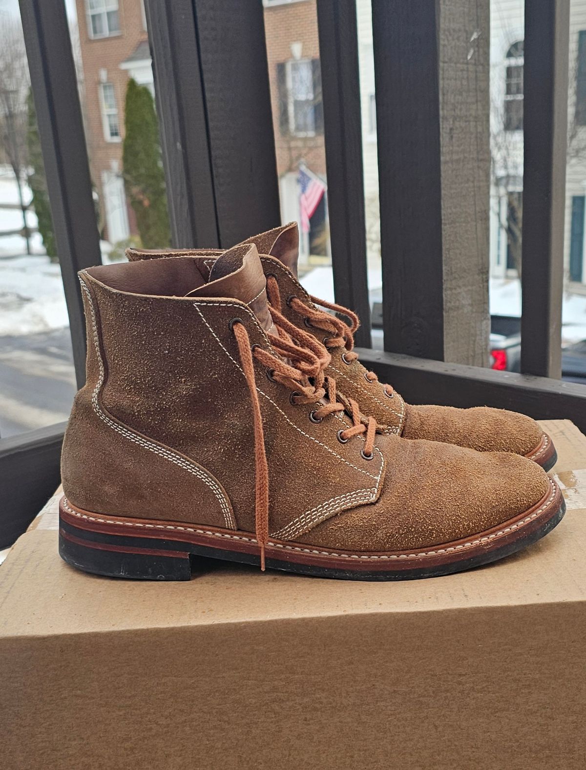 Photo by Spoon on February 3, 2026 of the John Lofgren M-43 Service Shoes in Horween Natural Chromexcel Roughout.