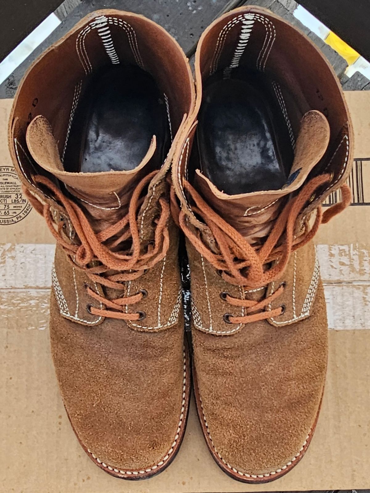 Photo by Spoon on February 3, 2026 of the John Lofgren M-43 Service Shoes in Horween Natural Chromexcel Roughout.