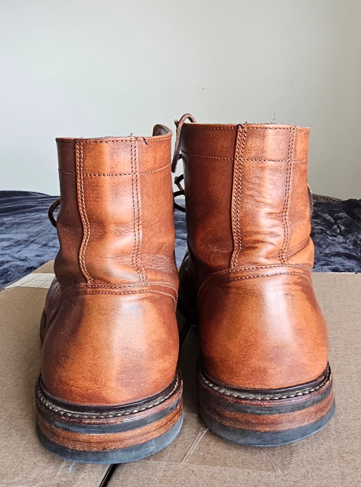 Photo by Spoon on January 5, 2025 of the Oak Street Bootmakers Trench Boot in Tempesti Walnut Overdye Camello Asportabile.